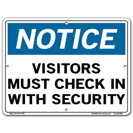 Vestil Aluminum Sign, 9-1/2" Height, 12-1/2" Width, Aluminum, Rectangle, English SI-N-32-B-AL-063